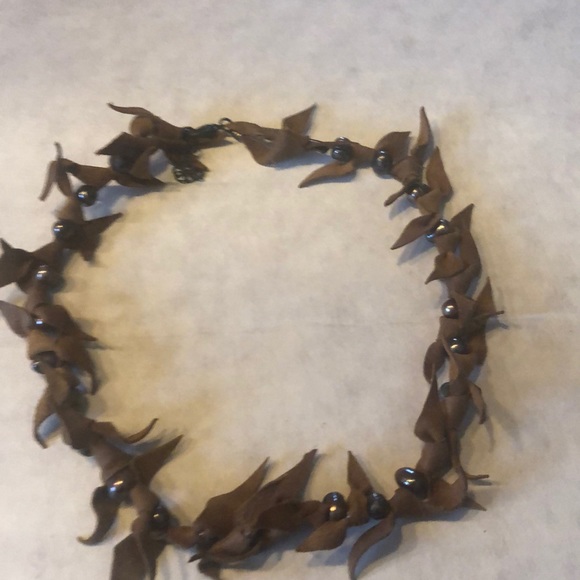 Bohemian Wire Beads Leather Ties Necklace - Picture 2 of 4